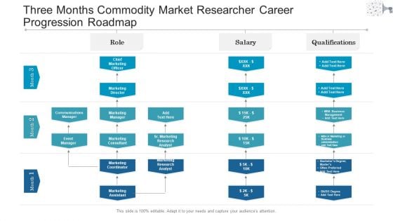 Three Months Commodity Market Researcher Career Progression Roadmap Topics