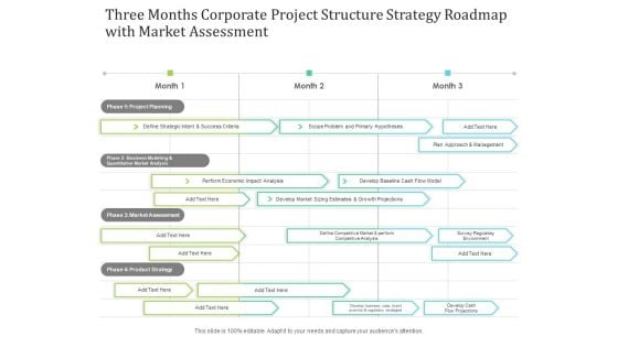 Three Months Corporate Project Structure Strategy Roadmap With Market Assessment Download