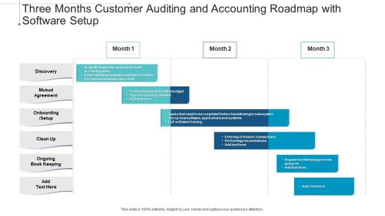 Three Months Customer Auditing And Accounting Roadmap With Software Setup Professional