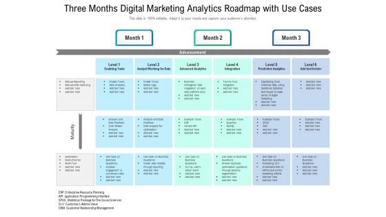 Three Months Digital Marketing Analytics Roadmap With Use Cases Brochure