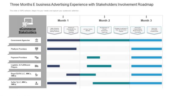 Three Months E Business Advertising Experience With Stakeholders Involvement Roadmap Background