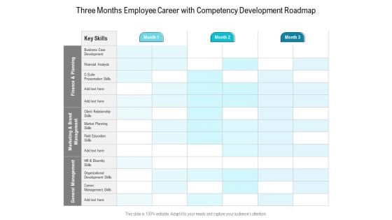 Three Months Employee Career With Competency Development Roadmap Ideas