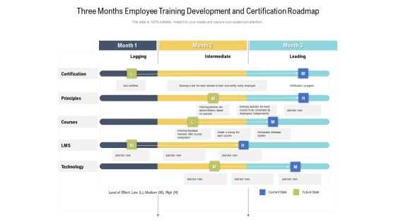 Three Months Employee Training Development And Certification Roadmap Guidelines