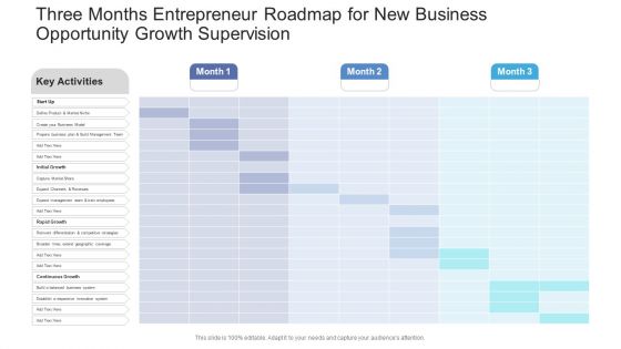 Three Months Entrepreneur Roadmap For New Business Opportunity Growth Supervision Brochure PDF Three Months Entrepreneur Roadmap For New Business Opportunity Growth Supervision Brochure PDF