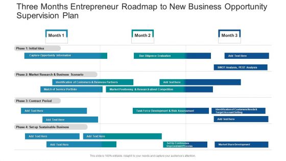 Three Months Entrepreneur Roadmap To New Business Opportunity Supervision Plan Guidelines PDF