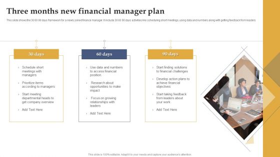 Three Months New Financial Manager Plan Ppt Portfolio Portrait PDF