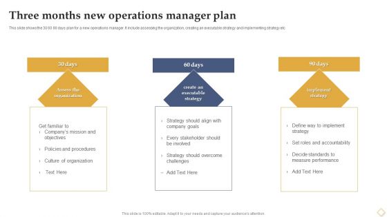 Three Months New Operations Manager Plan Ppt Professional Tips PDF Three Months New Operations Manager Plan Ppt Professional Tips PDF