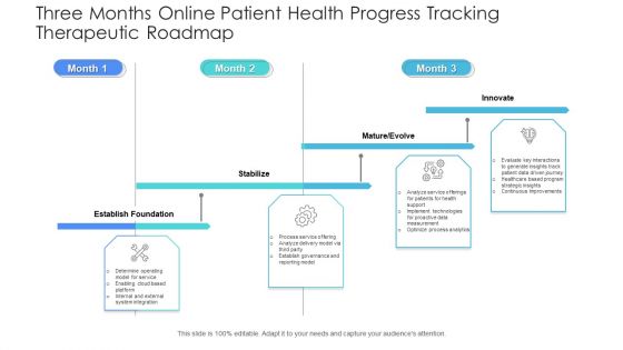 Three Months Online Patient Health Progress Tracking Therapeutic Roadmap Inspiration