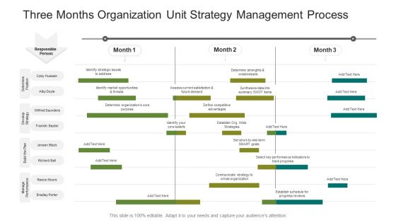 Three Months Organization Unit Strategy Management Process Ppt Layouts Aids PDF