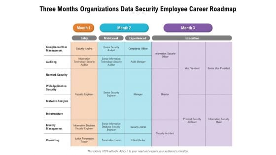 Three Months Organizations Data Security Employee Career Roadmap Background