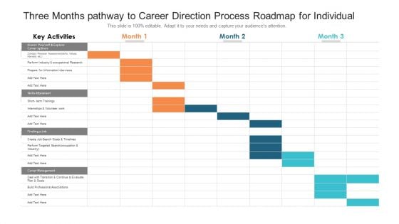 Three Months Pathway To Career Direction Process Roadmap For Individual Background