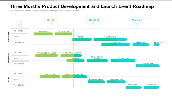 Three Months Product Development And Launch Event Roadmap Infographics Three Months Product Development And Launch Event Roadmap Infographics