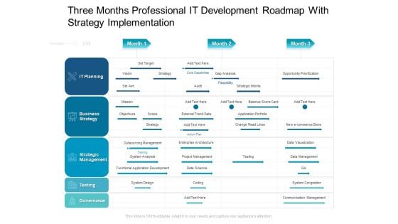 Three Months Professional IT Development Roadmap Withstrategy Implementation Guidelines