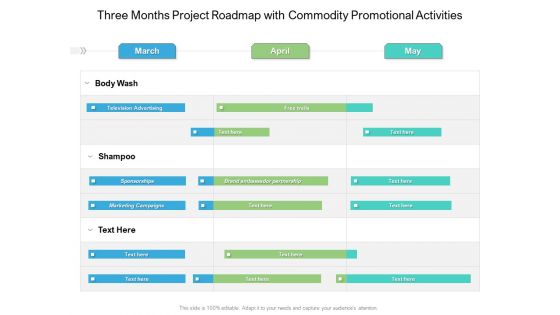 Three Months Project Roadmap With Commodity Promotional Activities Information