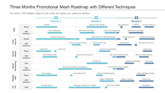 Three Months Promotional Mesh Roadmap With Different Techniques Clipart