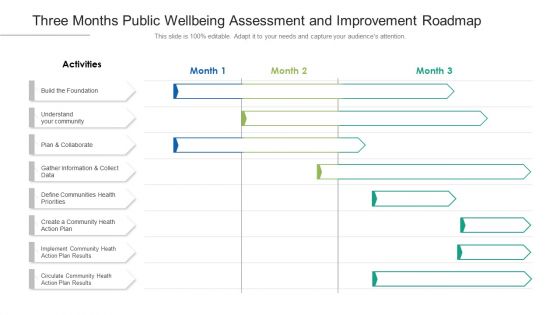 Three Months Public Wellbeing Assessment And Improvement Roadmap Infographics