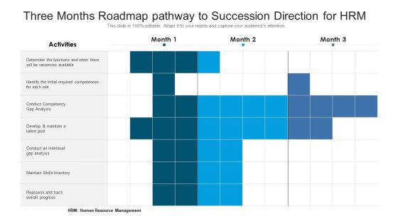 Three Months Roadmap Pathway To Succession Direction For HRM Topics