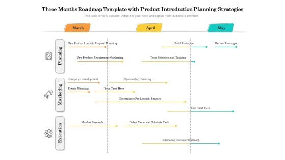 Three Months Roadmap Template With Product Introduction Planning Strategies Rules