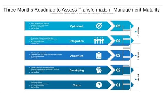 Three Months Roadmap To Assess Transformation Management Maturity Summary