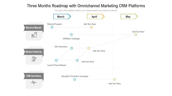 Three Months Roadmap With Omnichannel Marketing CRM Platforms Graphics