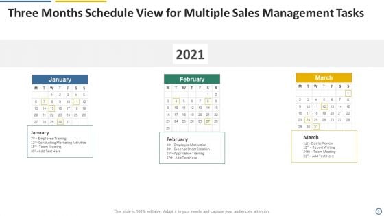 Three Months Schedule View Ppt PowerPoint Presentation Complete Deck With Slides