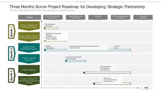 Three Months Scrum Project Roadmap For Developing Strategic Partnership Background