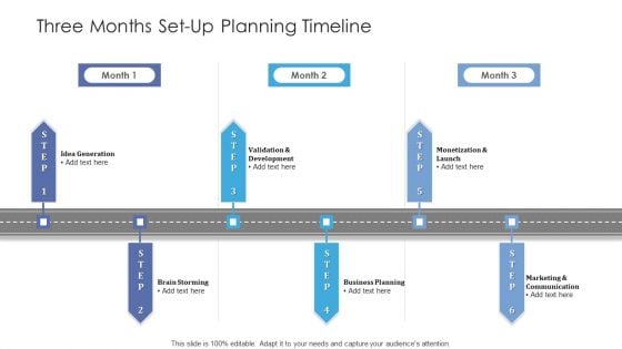 Three Months Set Up Planning Timeline Diagrams