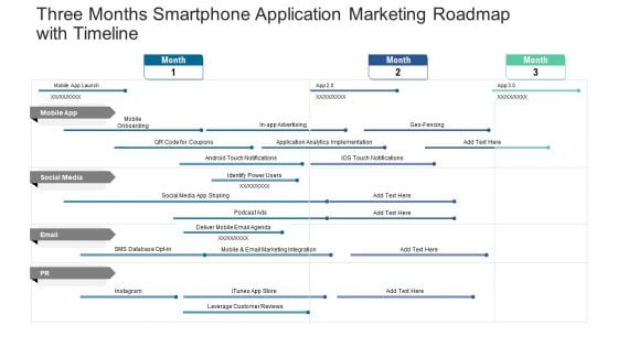 Three Months Smartphone Application Marketing Roadmap With Timeline Infographics Three Months Smartphone Application Marketing Roadmap With Timeline Infographics