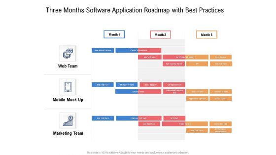 Three Months Software Application Roadmap With Best Practices Ideas Three Months Software Application Roadmap With Best Practices Ideas