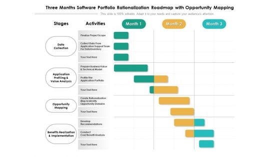 Three Months Software Portfolio Rationalization Roadmap With Opportunity Mapping Background