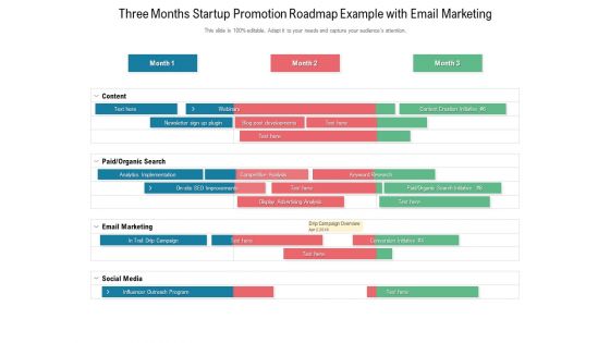 Three Months Startup Promotion Roadmap Example With Email Marketing Introduction