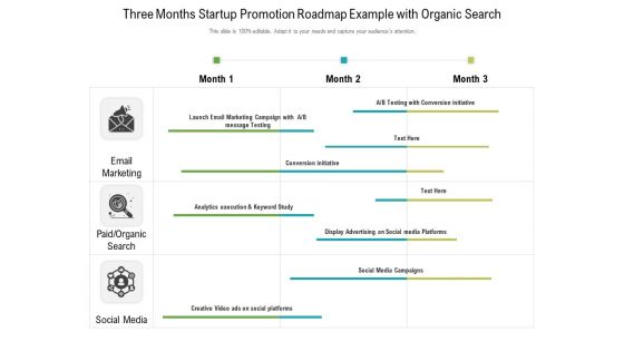 Three Months Startup Promotion Roadmap Example With Organic Search Ideas