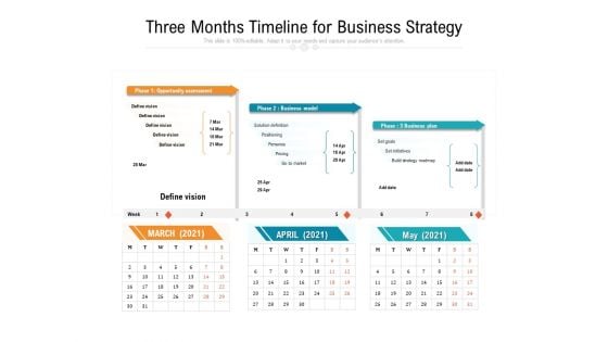 Three Months Timeline For Business Strategy Ppt PowerPoint Presentation Portfolio Microsoft PDF