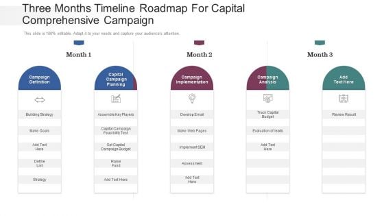 Three Months Timeline Roadmap For Capital Comprehensive Campaign Demonstration Three Months Timeline Roadmap For Capital Comprehensive Campaign Demonstration