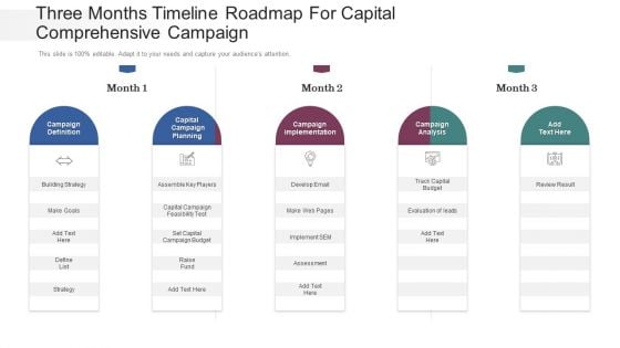 Three Months Timeline Roadmap For Capital Comprehensive Campaign Demonstration