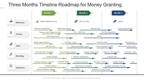 Three Months Timeline Roadmap For Money Granting Information