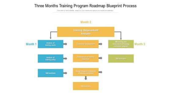 Three Months Training Program Roadmap Blueprint Process Slides