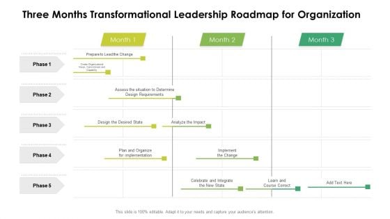 Three Months Transformational Leadership Roadmap For Organization Ideas