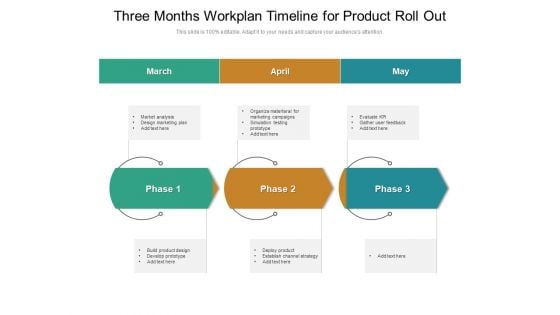 Three Months Workplan Timeline For Product Roll Out Infographics