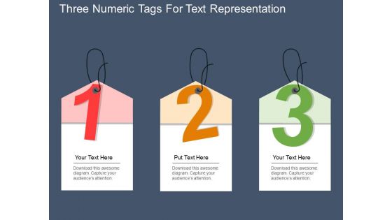 Three Numeric Tags For Text Representation Powerpoint Template