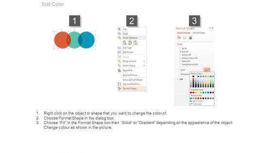 Three Overlapping Circles With Business Icons Powerpoint Slides