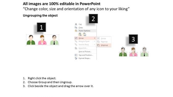 Three People And Tags Diagram Powerpoint Template