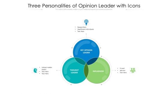 Three Personalities Of Opinion Leader With Icons Ppt PowerPoint Presentation File Picture PDF