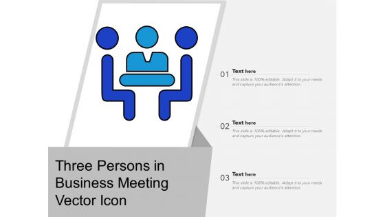 Three Persons In Business Meeting Vector Icon Ppt PowerPoint Presentation Slides Designs PDF