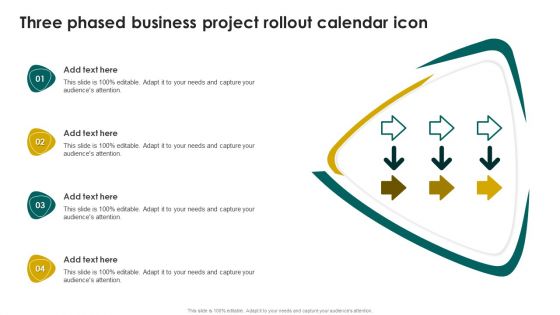 Three Phased Business Project Rollout Calendar Icon Mockup PDF