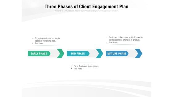 Three Phases Of Client Engagement Plan Ppt PowerPoint Presentation Ideas Smartart