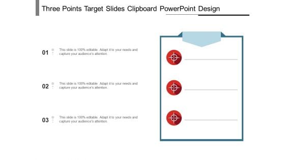 Three Points Target Slides Clipboard PowerPoint Design Ppt PowerPoint Presentation Layouts Graphics PDF