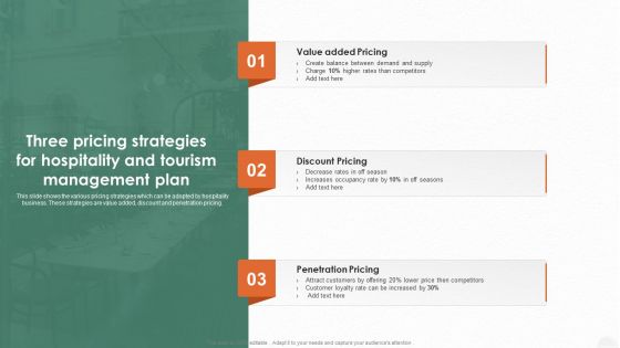 Three Pricing Strategies For Hospitality And Tourism Management Plan Download PDF