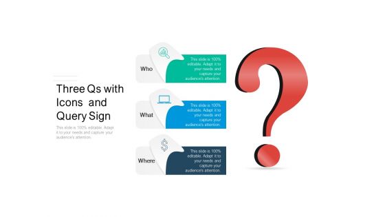 Three Qs With Icons And Query Sign Ppt PowerPoint Presentation Professional Templates PDF