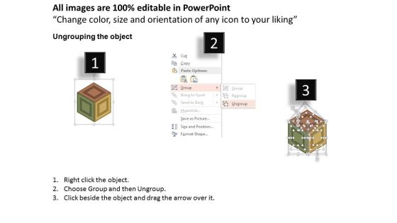 Three Sections In Cube With Icons Powerpoint Template